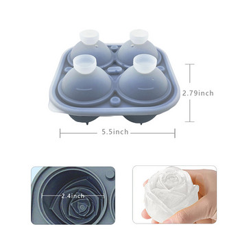 3D Rose Flower Ice Cube Maker Ice Ball Mold Ice Cream Εργαλείο DIY Καλούπι σιλικόνης Σπιτικό παγωτό