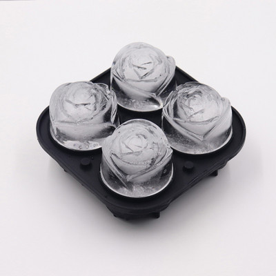 3D rožių gėlių ledo kubelių gaminimo aparatas ledų kamuoliukų formavimo ledams „pasidaryk pats“ įrankis, silikono formos naminė ledų dėžutė