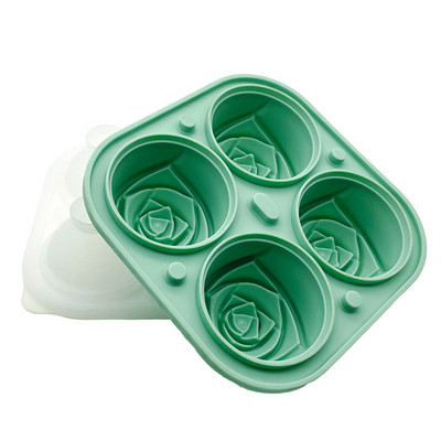 3D rožių gėlių ledo kubelių gaminimo aparatas ledų kamuoliukų formavimo ledams „pasidaryk pats“ įrankis, silikono formos naminė ledų dėžutė