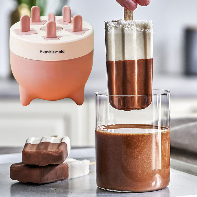 6 celule de formă rotundă DIY Maker de înghețată Forme pentru palete Forme pentru desert Bucătărie 6 celule Mucegai pentru acadele Tavă Bar Instrumente Accesoriu de vară