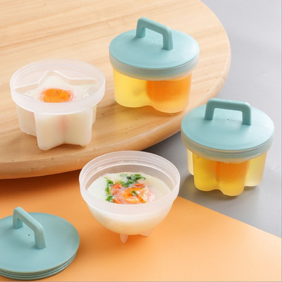 4Pcs/Set Egg Boaler Cooker Kalup Egg Poacher Cups Spremnik za čuvanje dječje hrane za čokoladnu tortu Puding kolačić s četkom za poklopac