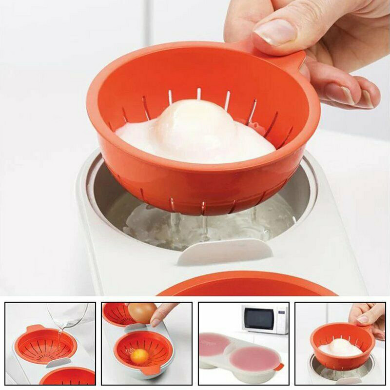 Mikrovalna pećnica Egg Poacher Food Grade Cookler Double Cup Egg Coaler Kuhinjski set za kuhana jaja na pari Mikrovalne pećnice Alati za kuhanje