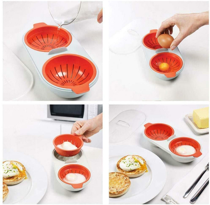 Uus mikrolaineahjus munade pošeerija Pošeeritud munamasin munakeetja pošeeritud munade auruti koduköögi vidin Tervisliku hommikusöögi toiduvalmistamisnõu