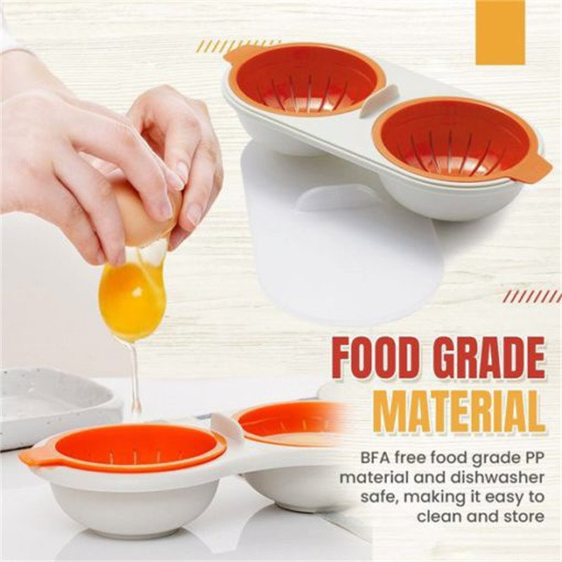 Mikrohullámú tojásos orvvadász élelmiszer minőségű edények dupla csésze tojásbojler Konyha gőzölt tojáskészlet Mikrohullámú sütők Főzőeszközök Kényelmes