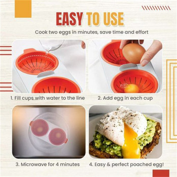 Διπλό φλιτζάνι βραστήρας αυγών Κουζίνα Σετ αυγών στον ατμό Φούρνοι μικροκυμάτων Εργαλεία μαγειρέματος φούρνος μικροκυμάτων Αυγά λαθροκυνηγός Μαγειρικά σκεύη κατηγορίας τροφίμων