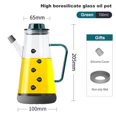 Boca za kuhinjsko ulje od 700 ml, automatska boca za ocat, dozator za ulje, stakleni kuhinjski dozator za ulje, kuhinjski dodaci