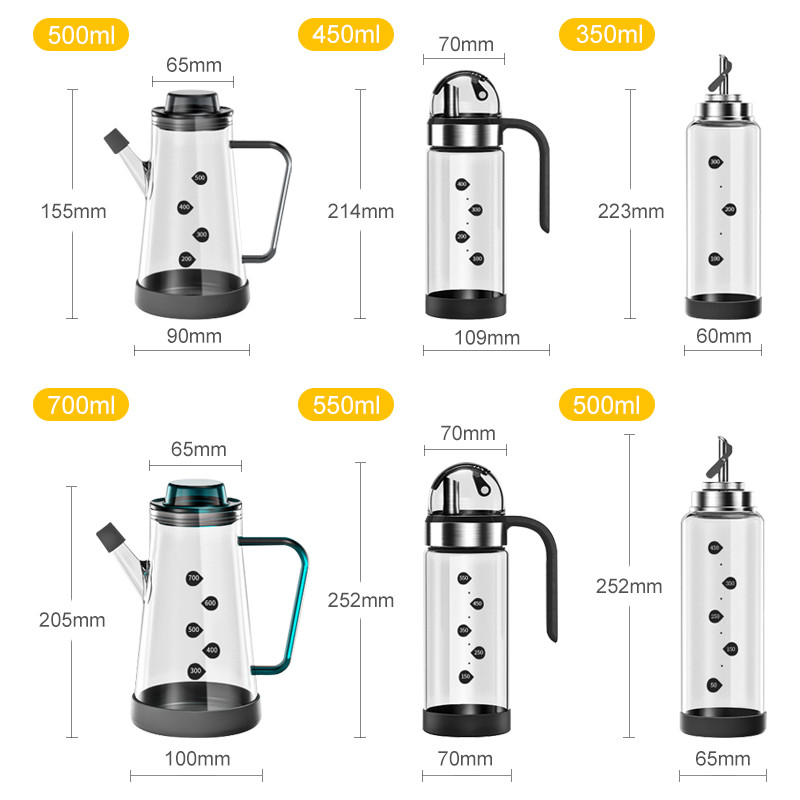 Boca za kuhinjsko ulje od 700 ml, automatska boca za ocat, dozator za ulje, stakleni kuhinjski dozator za ulje, kuhinjski dodaci