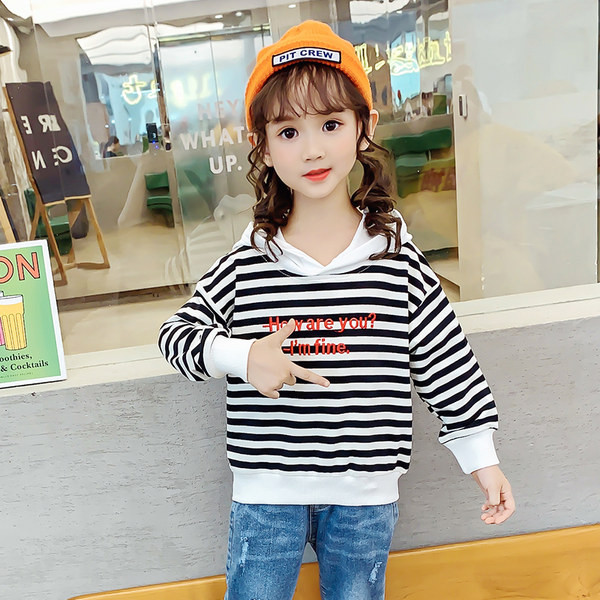 Hanorac cu dungi pentru copii imprimat pentru fete