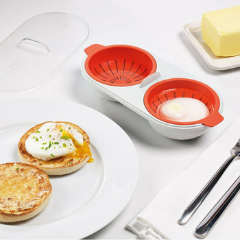 newMini Microwave Egg Poacher Μαγειρικά σκεύη κατηγορίας φαγητού Διπλό φλιτζάνι βραστήρας αυγών Κουζίνα σετ αυγών στον ατμό Φούρνοι μικροκυμάτων Εργαλεία μαγειρέματος