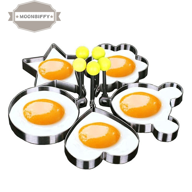 5PC Ouă Mold Rvs Omletă Ei Bakken Schimmel Liefde Bloem Ster Vorm Ei Pannenkoek Ring Voor Gebakken Ei keuken Instrument gadget de bucătărie