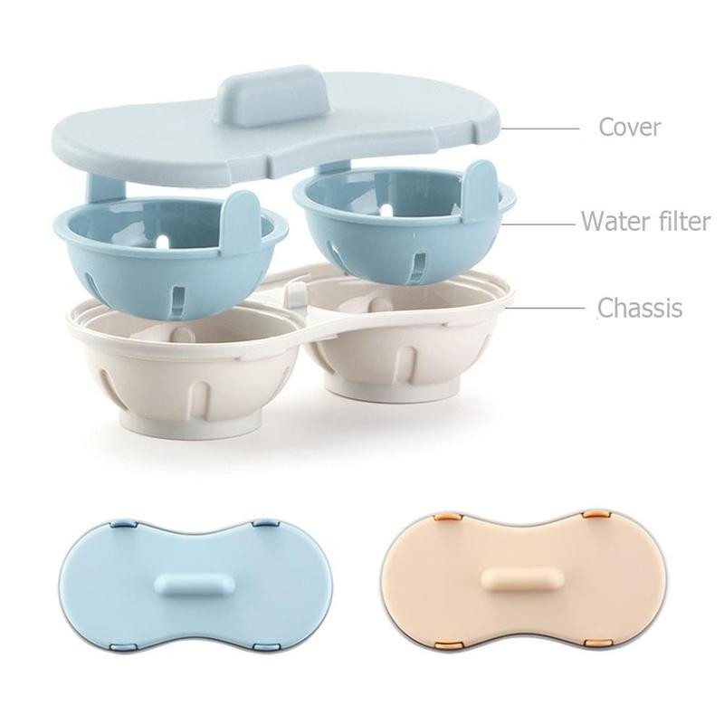 Cutie cu ouă la abur Creativă Cuptor cu microunde Tavă cu ouă la abur Două ouă la abur Cutie cuptor pentru bucătărie ouă pentru cuptor cu microunde