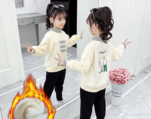 Pulover pentru fete, nou, iarna, gros, guler inalt, desen animat