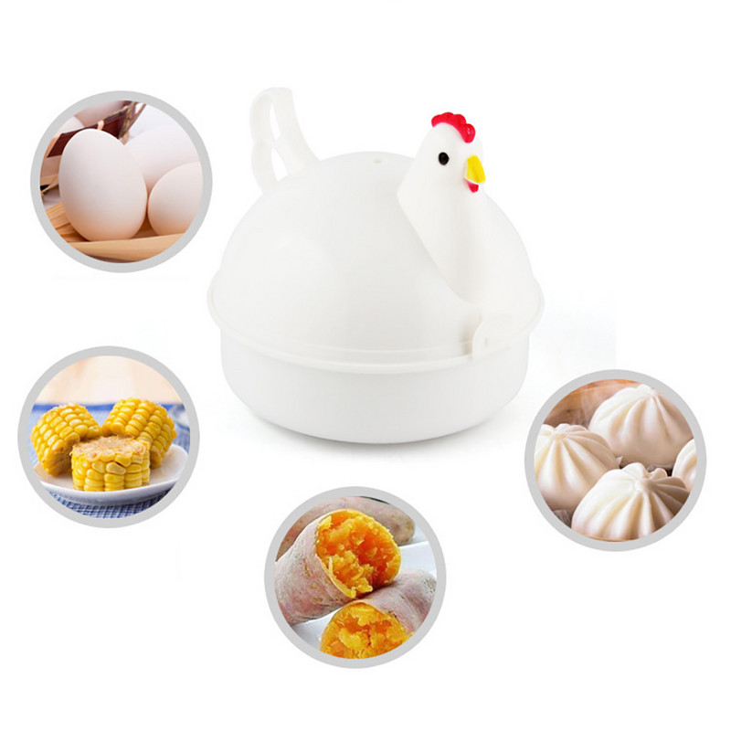 Ouă Aburi Cuptor cu microunde Ouă Poacher în formă de pui 4 ouă Boiler Vase de gătit Aparate de gătit Bucătărie Noutăți Accesorii Instrument de casă