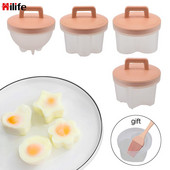 HILIFE Cazan de ouă din plastic Instrument de gătit de bucătărie 4 buc/set cu perie de capac Ustensile de gătit Instrument pentru ouă Formă drăguț pentru ouă