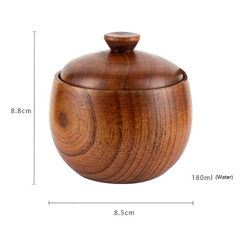 1 buc. vesela din lemn natural borcan de condimente accesorii de bucătărie oală de sos de condimente cu capac castron cutie de sare cutie tablă