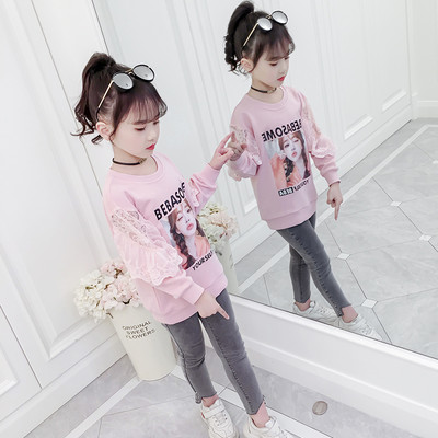 Ležerna majica s vezom i printom za djevojčice