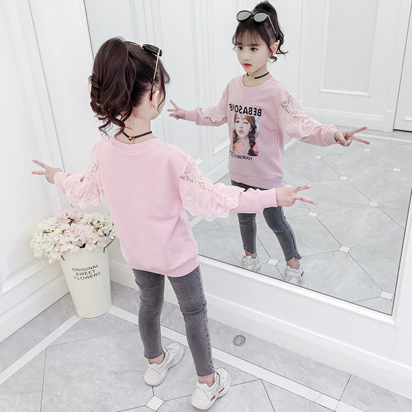 Ležerna majica s vezom i printom za djevojčice