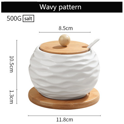 Keramičke staklenke za začine s drvenim poklopcem Solani kuhinjski pribor Organizator bijelih začina Kanister Set žlica Kutija za bijeli šećer