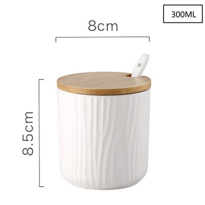 Keramičke staklenke za začine s drvenim poklopcem Solani kuhinjski pribor Organizator bijelih začina Kanister Set žlica Kutija za bijeli šećer