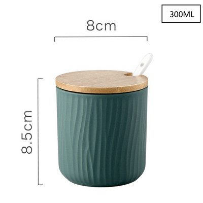 Keramičke staklenke za začine s drvenim poklopcem Solani kuhinjski pribor Organizator bijelih začina Kanister Set žlica Kutija za bijeli šećer