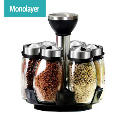 Staklenka za začine Staklena kutija za pohranu Pepper Shaker Spremnik za začine Kuhinjska sol Stalak za prase Stalak za boce Polica za staklenke