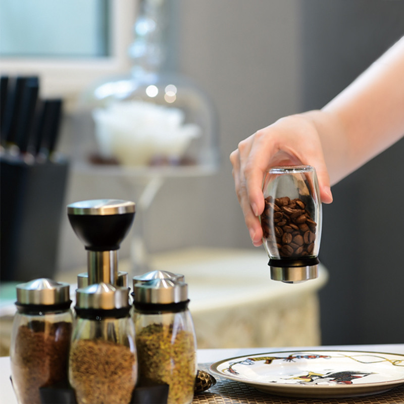 Staklenka za začine Staklena kutija za pohranu Pepper Shaker Spremnik za začine Kuhinjska sol Stalak za prase Stalak za boce Polica za staklenke