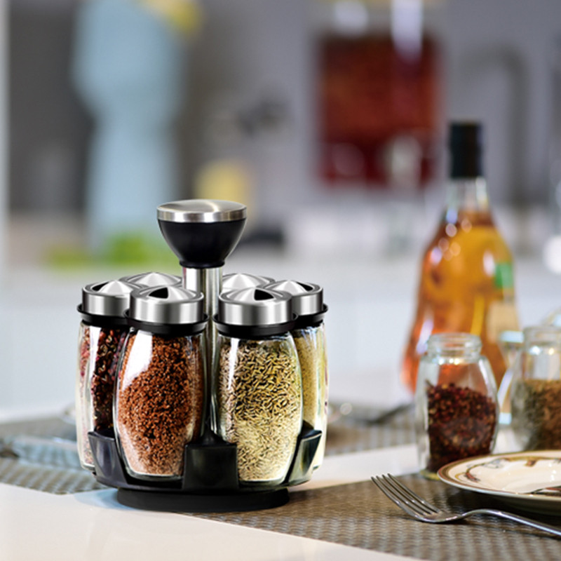 Staklenka za začine Staklena kutija za pohranu Pepper Shaker Spremnik za začine Kuhinjska sol Stalak za prase Stalak za boce Polica za staklenke