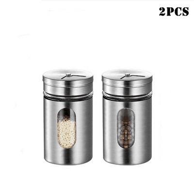 Rozsdamentes acél fűszer tégelyek Fűszerdobozok forgatható fedelű Sóborsszóró fogpiszkáló fűszertároló palack konyhai fűszertartó