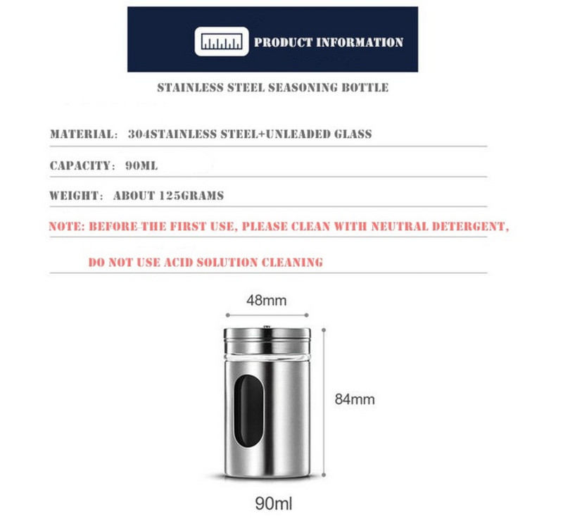 Rozsdamentes acél fűszer tégelyek Fűszerdobozok forgatható fedelű Sóborsszóró fogpiszkáló fűszertároló palack konyhai fűszertartó