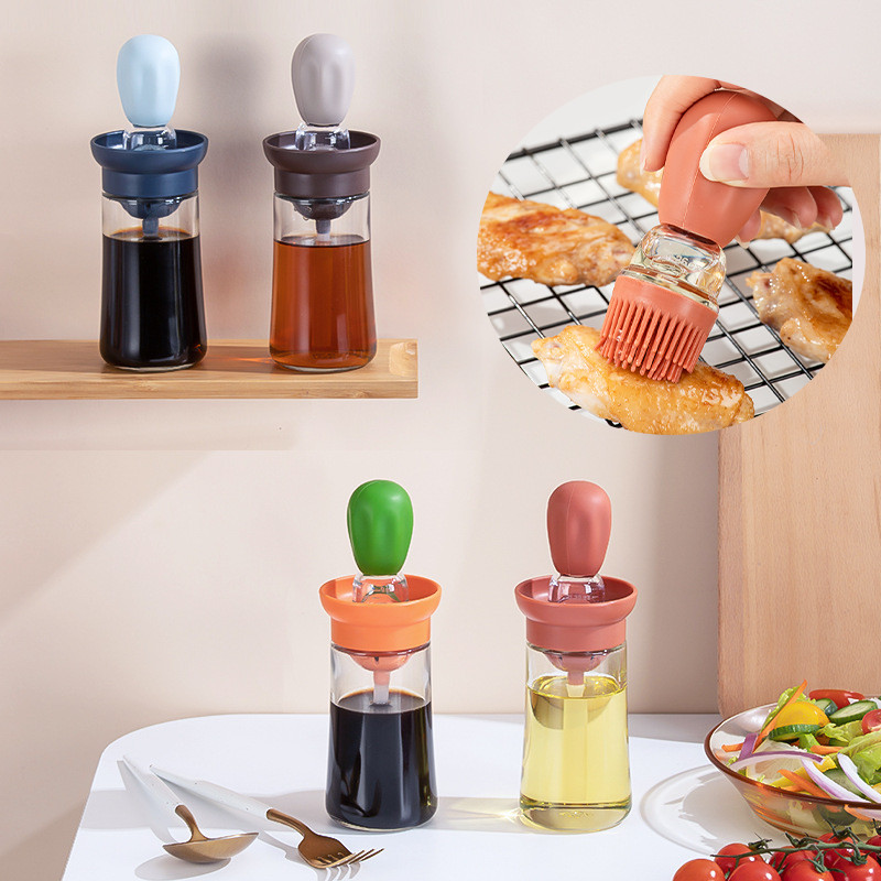 Grill-oliiviõlipudel pintslitilgutiga Silikoonklaasist õlimahuti pintsliga Sojakastme dosaatoriga Köök Toiduvalmistamine Grill