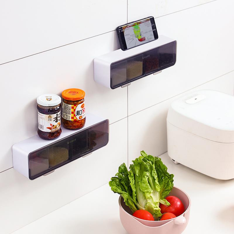 Sieninė prieskonių dėžutė Prieskonių laikymo lentynėlė Prieskonių organizatorius Virtuvės priedai Druskos indelių plaktuvas pipirų indelis