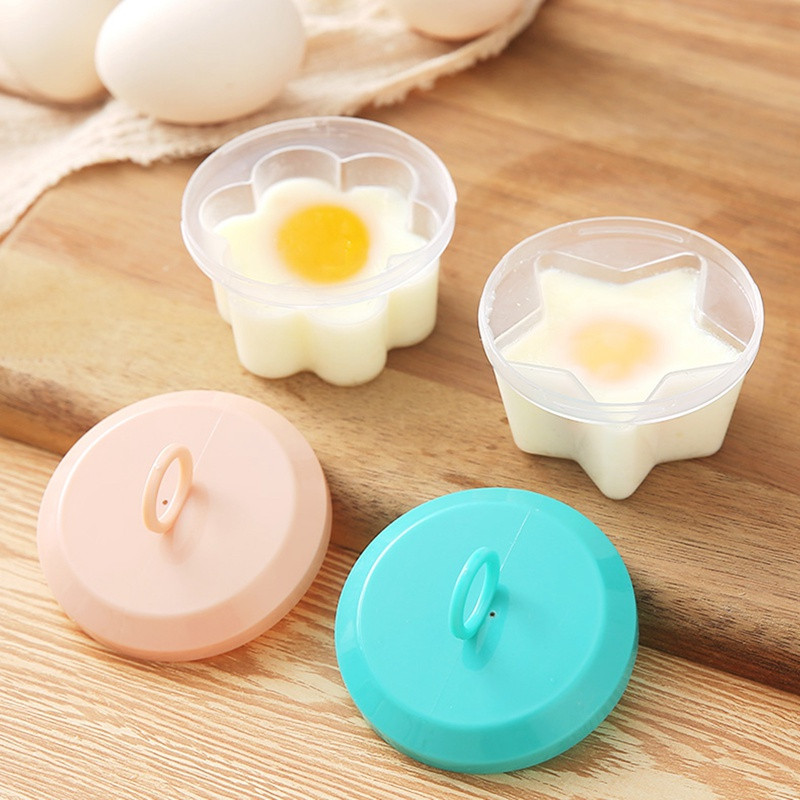 4 bucăți/set drăguț pentru fierbere de ouă, set de braconaj de ouă din plastic, 4 forme, pentru mic dejun, forme de ouă aburite, formă de ouă cu perie pentru capac