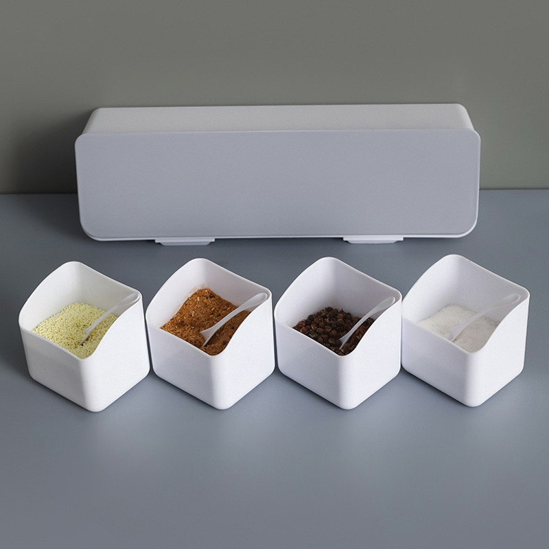 Cutie de condimente montată pe perete Sare Piper Raft pentru condimente Borcan cu zahăr Cutie de condimente Organizator de bucătărie Set de organizator de condimente Raft de depozitare