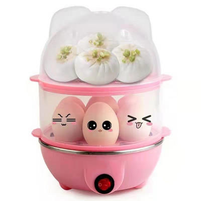 220 V Rózsaszín Kétrétegű Tojás Többfunkciós Elektromos Tojásfőző Otthoni Konyha Használat Edények Konyhai eszközök