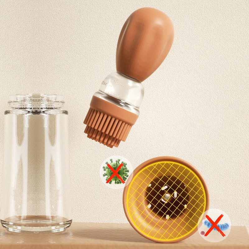 Sticla de sticlă pentru ulei de măsline de bucătărie de 150 ml cu perie de silicon pentru recipient de măsurare a uleiului de gătit Dispenser picurator din silicon oțet