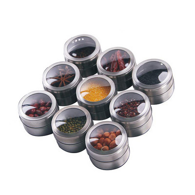 Mágneses fűszerdoboz készlet - Rázza fel vagy öntsön tartályokat a legtöbb hűtőszekrény ajtajához rögzíthető - Könnyen nyitható ablakos felső shakerek