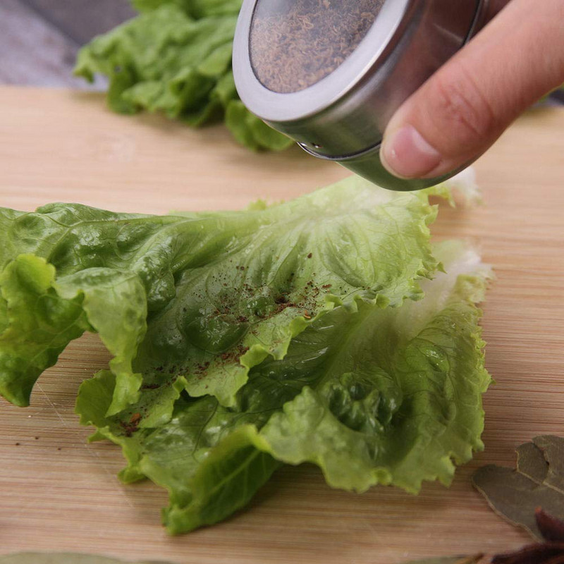 Mágneses fűszerdoboz készlet - Rázza fel vagy öntsön tartályokat a legtöbb hűtőszekrény ajtajához rögzíthető - Könnyen nyitható ablakos felső shakerek