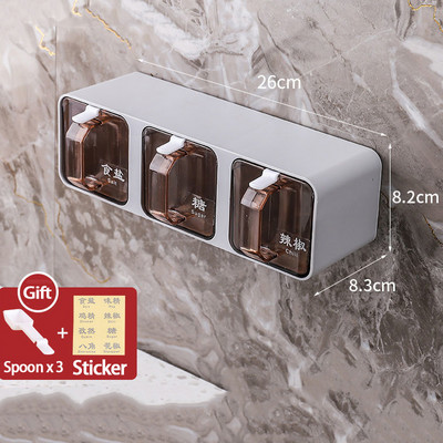 Falra szerelhető fűszeres doboz Só Bors Fűszertartó tégely Cukortál konyhai kütyü eszközkészletekhez Fűszerdoboz rendszerező konyhai eszköz