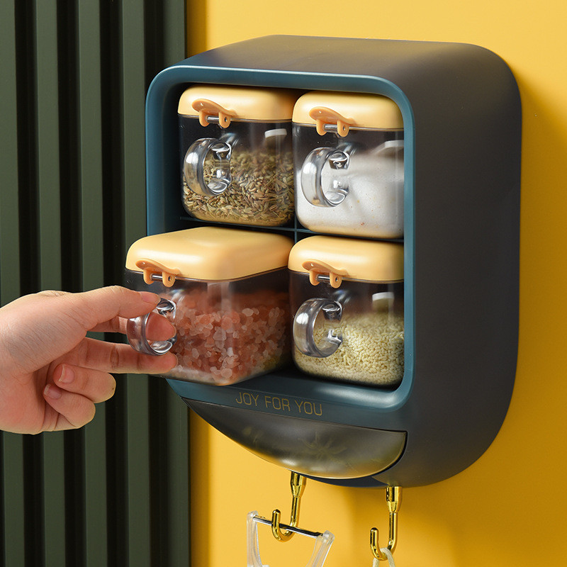 Falra szerelhető fűszeres doboz Só Bors Fűszertartó tégely Cukortál konyhai kütyü eszközkészletekhez Fűszerdoboz rendszerező konyhai eszköz