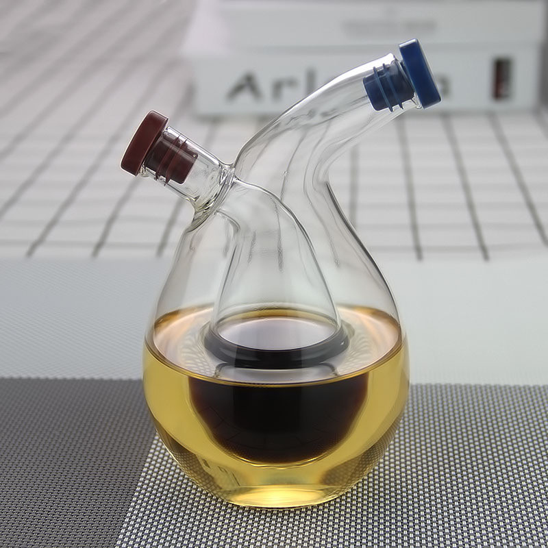 2 viename Dvisluoksnis butelių padažas Aliejus Actas Stiklinis butelis Prieskoniai Užsandarinti virtuvės laikymo buteliai Stiklainiai