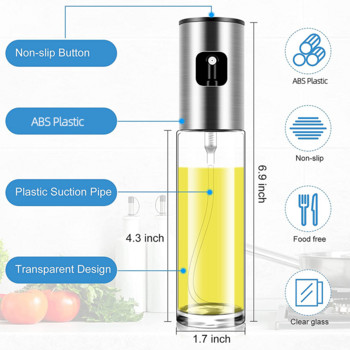 Ψεκαστήρας λαδιού Γυάλινο μπουκάλι σπρέι λαδιού Σάλτσα σόγιας Ελαιόλαδο Καρύκευμα για μαγειρική σαλάτα BBQ Αξεσουάρ κουζίνας ψησίματος