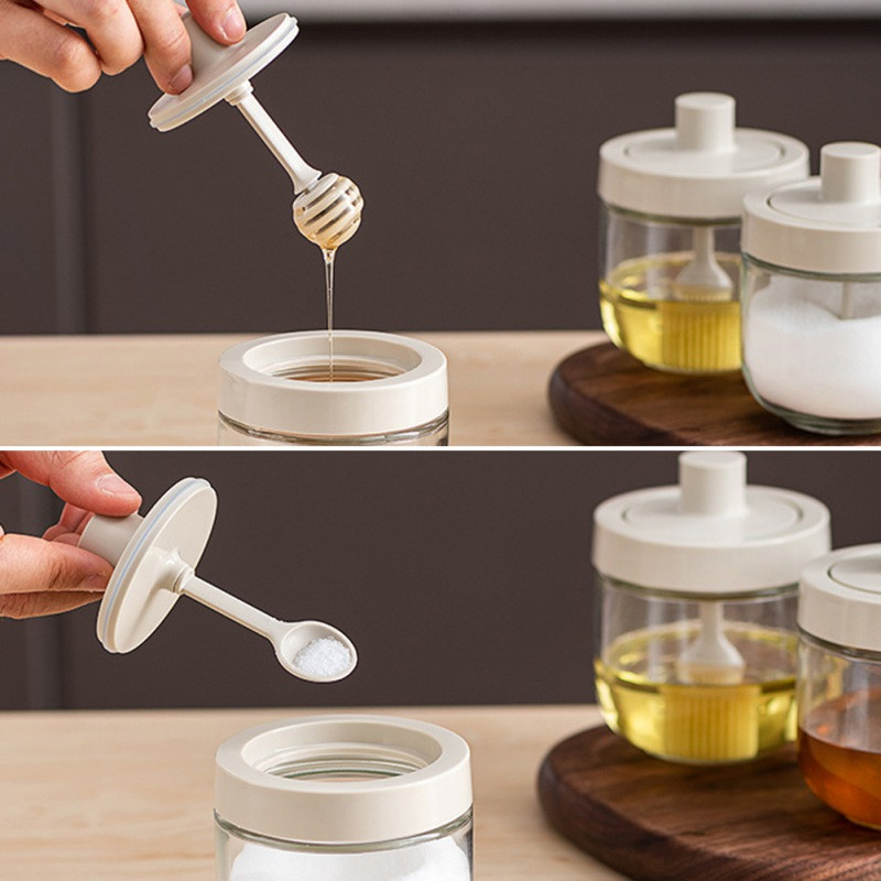 Condimente de acasă Sare Zahăr Ulei Oală Bucătărie Borcan de sticlă Cutie cu suport pentru arome pentru Gadget de bucătărie Cutii pentru dispozitive Seturi de organizatori
