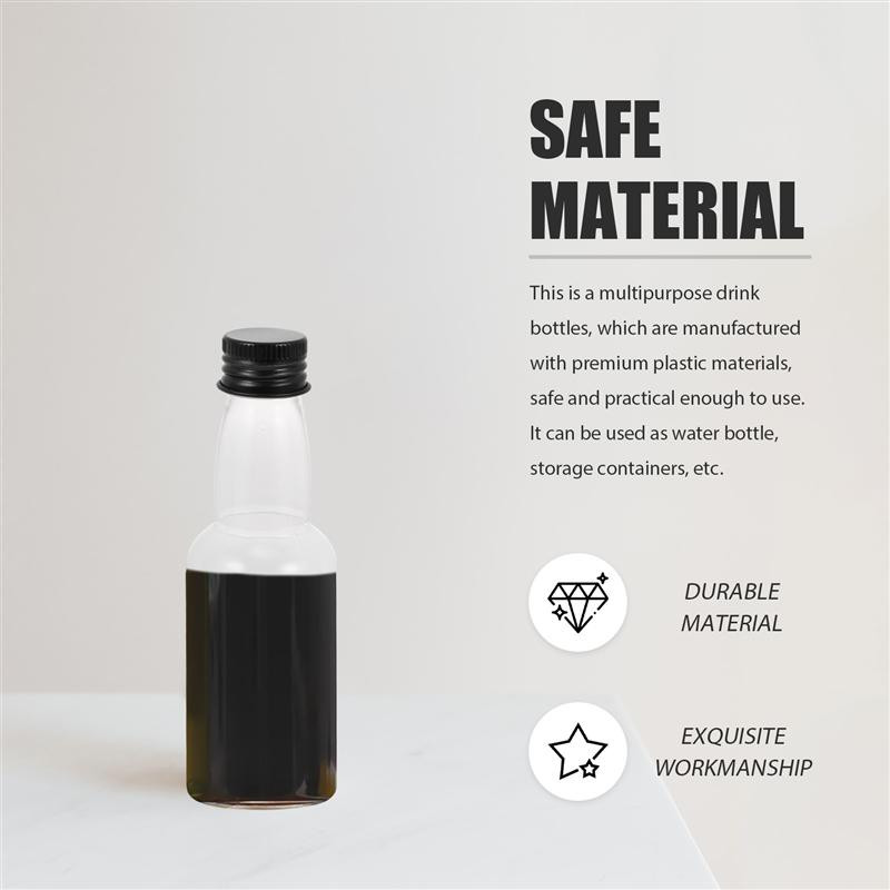 Butelių sultys su buteliuku tuščiu daugkartiniu mažu kakliuku ilga mini plastikine vandens talpykla dangteliams mėginio dangtelis stiklo kokteilis