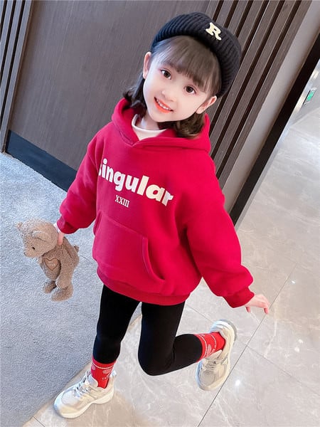 Paprasti megztiniai su gobtuvu su kišene mergaitėms