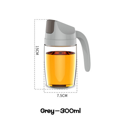 1 db háztartási szivárgásmentes üveg olajos palack automatikus nyitással és zárással, tetővel ellátott olajos flakon konyhai fűszeres palack