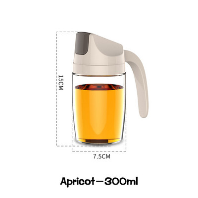 1 db háztartási szivárgásmentes üveg olajos palack automatikus nyitással és zárással, tetővel ellátott olajos flakon konyhai fűszeres palack