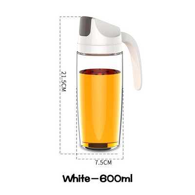 1 db háztartási szivárgásmentes üveg olajos palack automatikus nyitással és zárással, tetővel ellátott olajos flakon konyhai fűszeres palack