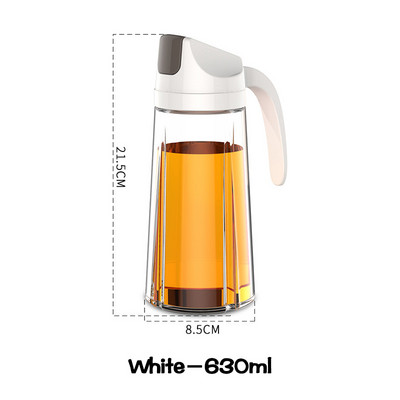 1 db háztartási szivárgásmentes üveg olajos palack automatikus nyitással és zárással, tetővel ellátott olajos flakon konyhai fűszeres palack