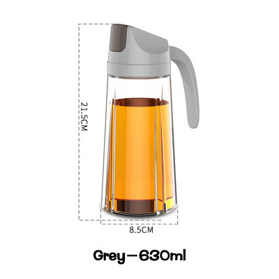 1 db háztartási szivárgásmentes üveg olajos palack automatikus nyitással és zárással, tetővel ellátott olajos flakon konyhai fűszeres palack