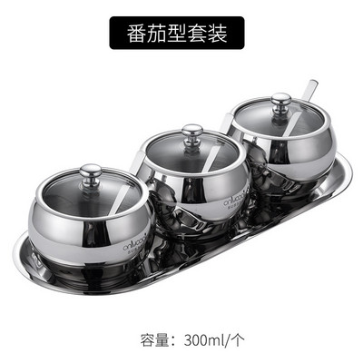 Fűszerdoboz 304 Rozsdamentes acél fűszeres edénykészlet Háztartási konyhai fűszeres üveg fűszeres üveg három részes készlet